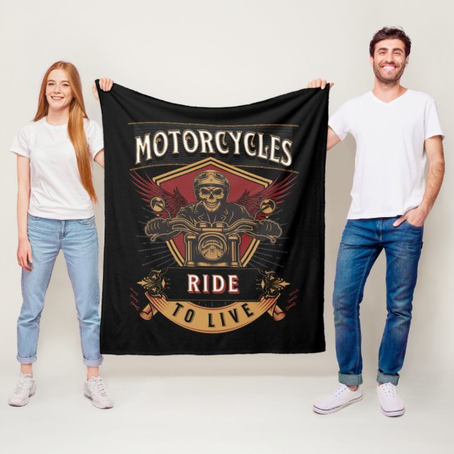 Skullfulla motorcyklar, körda fleecefilt (På plats)