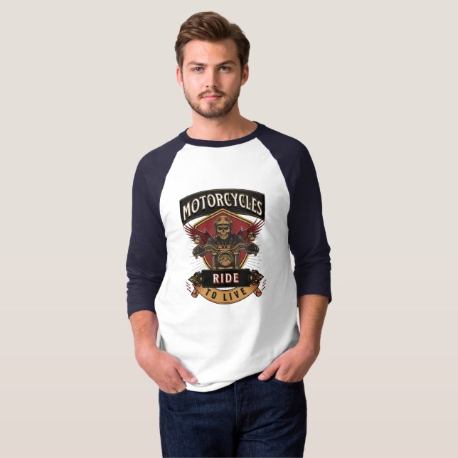 Skullfulla motorcyklar, körda t shirt (Hel framsida)