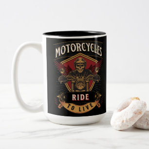 Skullfulla motorcyklar, körda Två-Tonad mugg