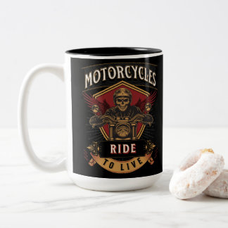 Skullfulla motorcyklar, körda Två-Tonad mugg