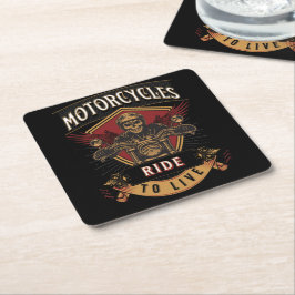 Skullfulla motorcyklar, körda underlägg papper kvadrat