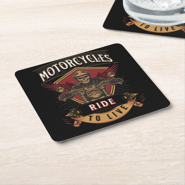 Skullfulla motorcyklar, körda underlägg papper kvadrat (Vinklad)