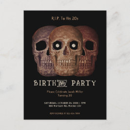 Skullfunn brun Götesisk födelsedag till hans 20-ta Inbjudan Vykort