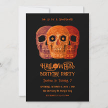 Skullfunn gotisk Orange Black Halloween Birthday