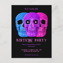 Skullfunn Lila Gothic Birthday till hennes 20-tal Inbjudan Vykort