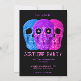 Skullfunn Lila Gothic Birthday till hennes 20-tal Inbjudningar