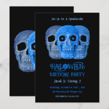 Skullfunny Gothic Blue Black Halloween Birthday