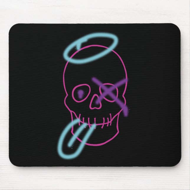 Skullgraffiti - Rosa, Lila, blått och svart Musmatta (Framsidan)