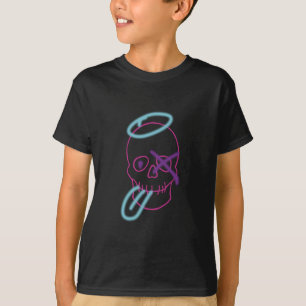 Skullgraffiti - Rosa, Lila, blått och svart T Shirt