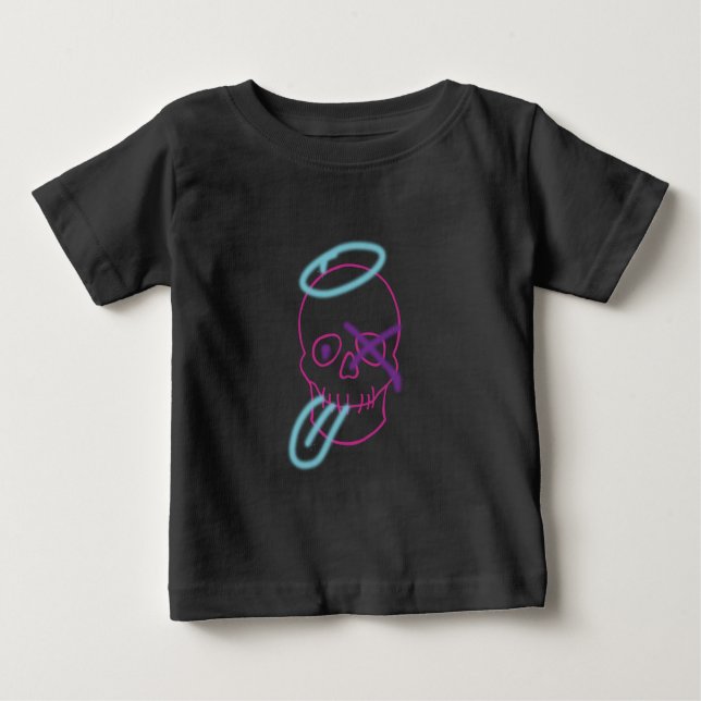 Skullgraffiti - Rosa, Lila, Blue och Black T-Sh T Shirt (Framsida)