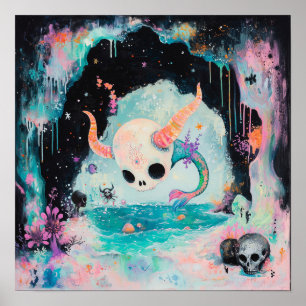 Skullhavsserpent Witchy AI Art Matte-värde Poster