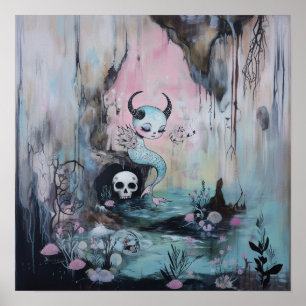 Skullhavsserpent Witchy AI Art Matte-värde Poster