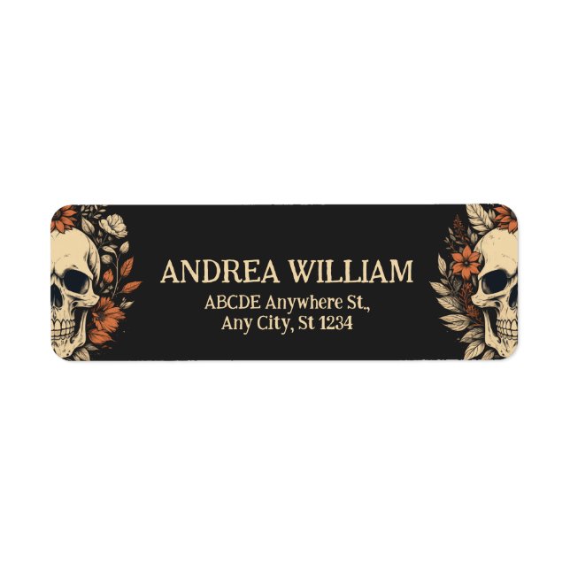 Skullhead Birthday Halloween Returadress Etikett (Framsidan)