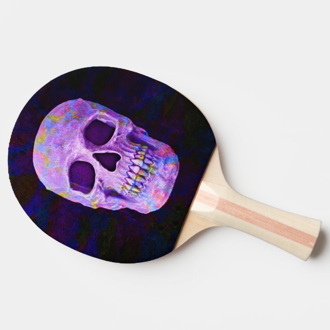Skullhuvud Day of the dead Lila Blue Neon Gothic Pingisracket (Sidan)
