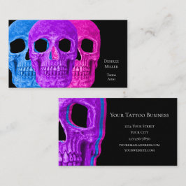 Skullhuvud - Göteborg Blue Rosa Lila Black Pop Art Visitkort