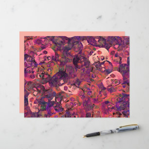 Skullhuvud Gotham Vintage Stil Rosa Lila Art