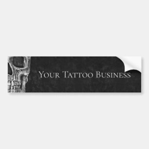 Skullhuvud, gotin Black and White Tatto Shop Bildekal