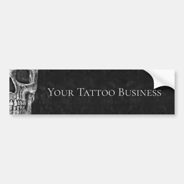 Skullhuvud, gotin Black and White Tatto Shop Bildekal (Framsidan)