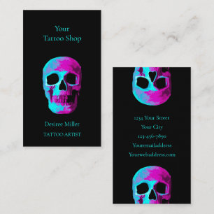 Skullhuvud gotin Neon Lila Teal Black Design Visitkort