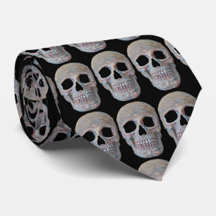 Skullhuvud Grått Black Gothic Coola Mönster Slips