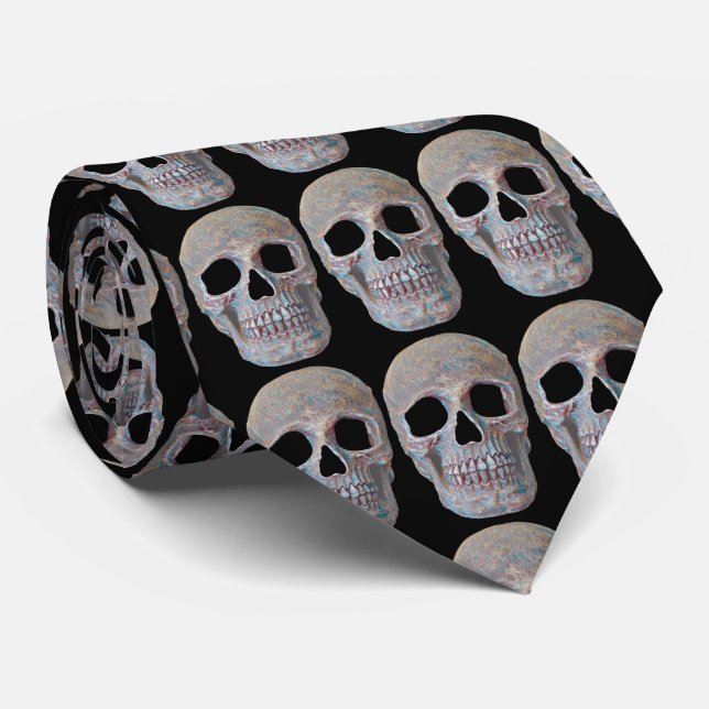Skullhuvud Grått Black Gothic Coola Mönster Slips (Rullad)