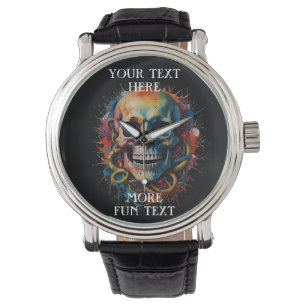 Skullhuvud med Stänk med flera färgader Armbandsur
