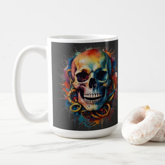 Skullhuvud med Stänk med flera färgader Kaffemugg (Med munk)
