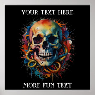 Skullhuvud med Stänk med flera färgader Poster