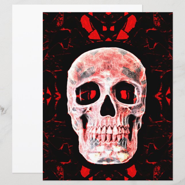 Skullhuvud, pop Art Gothic Black Red Modern (Fram/baksida)