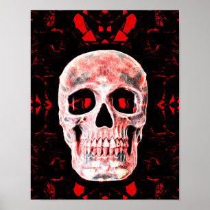 Skullhuvud, pop Art Gothic Black Red Modern Poster