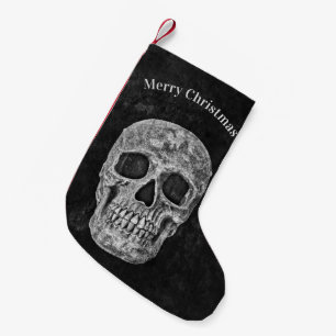 Skullhuvud, svart och vit gul jul liten julstrumpa