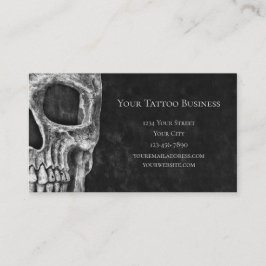 Skullhuvud, svart och vit tatuering, skop visitkort