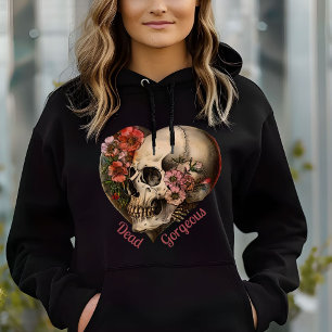 Skullig Blommigt Heart-deokdesign T Shirt