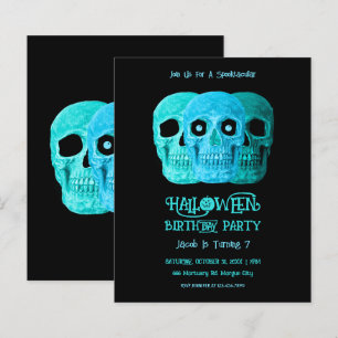 Skullig budget för Gothic Blue Teal Halloween