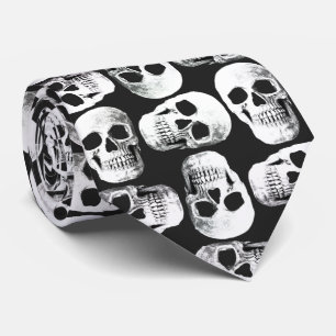 Skullig skal, svart och vit Mönster-design Slips