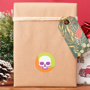 Skullikon Vit Orange Klassisk rund etikett