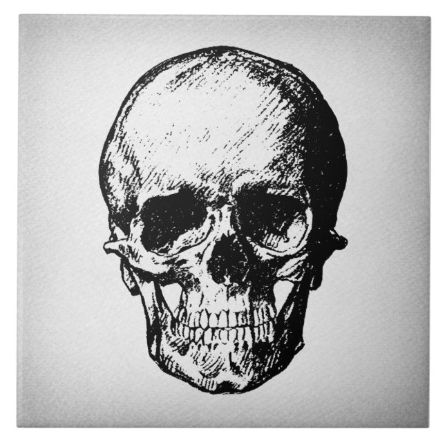 Skullillustration av Vintage Art Kakelplatta (Framsidan)