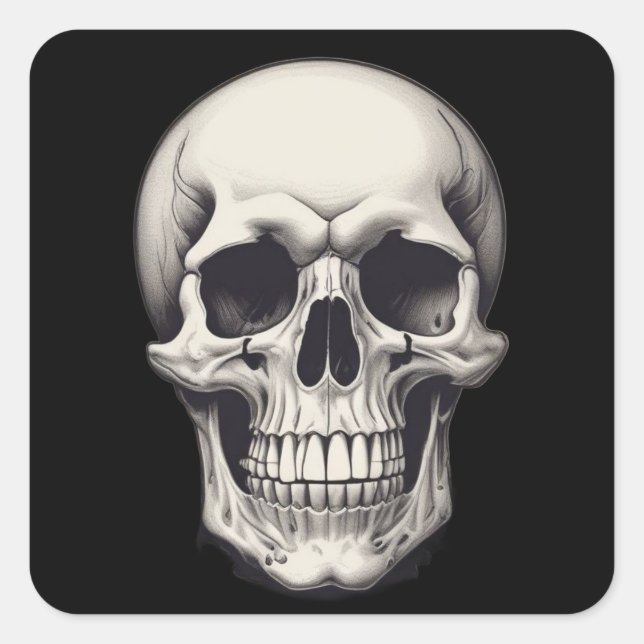 Skullillustration Fyrkantigt Klistermärke (Framsida)
