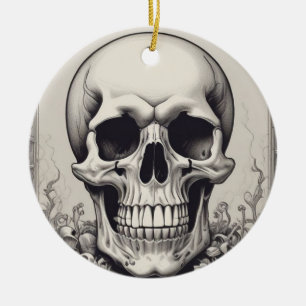 Skullillustration Julgransprydnad Keramik