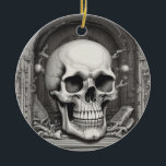 Skullillustration Julgransprydnad Keramik<br><div class="desc">Fantasy Sten Punk Heavy Metall Art - Blue Skull Skeleton - Digital Fantasy Art</div>
