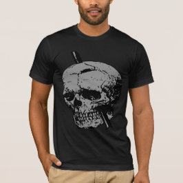 Skullillustration med Järn-Grått-stämpling T Shirt