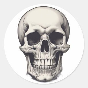 Skullillustration Runt Klistermärke