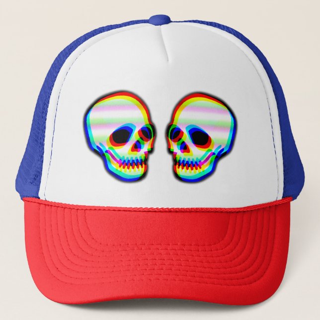 Skullillustration trendig neon stil keps (Framsida)