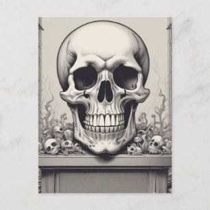 Skullillustration Vykort