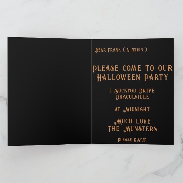 Skullington Illustration Halloween-fest Inbjudan (Inuti)