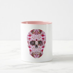 Skullkombinationsklipp Mugg, Rosa Blommigt Skull A Mugg
