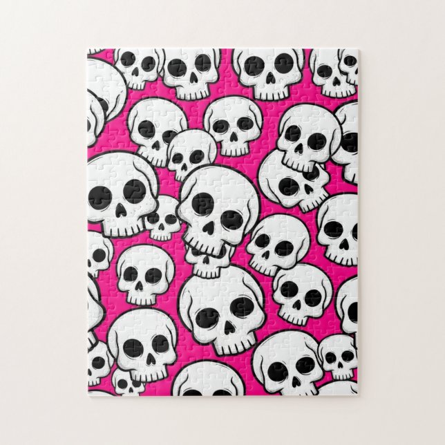 Skullmönster i rosa pussel (Vertikal)