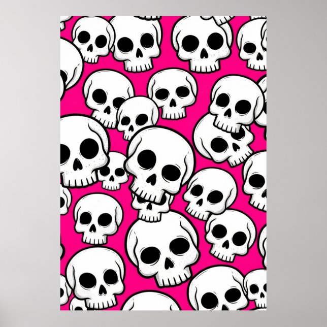 Skullmönstrad affisch i rosa (Framsidan)