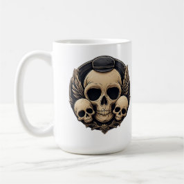 Skullmotif i en enfärgad palett kaffemugg
