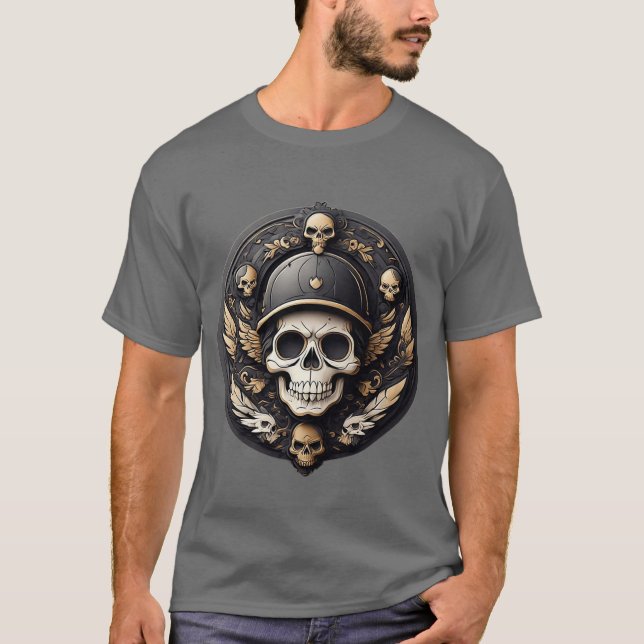 Skullmotif i en enfärgad palett t shirt (Framsida)